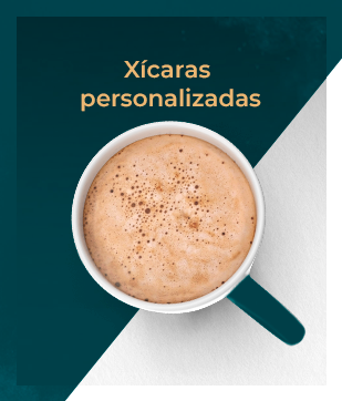 Xícaras personalizadas de espresso e cappuccino.